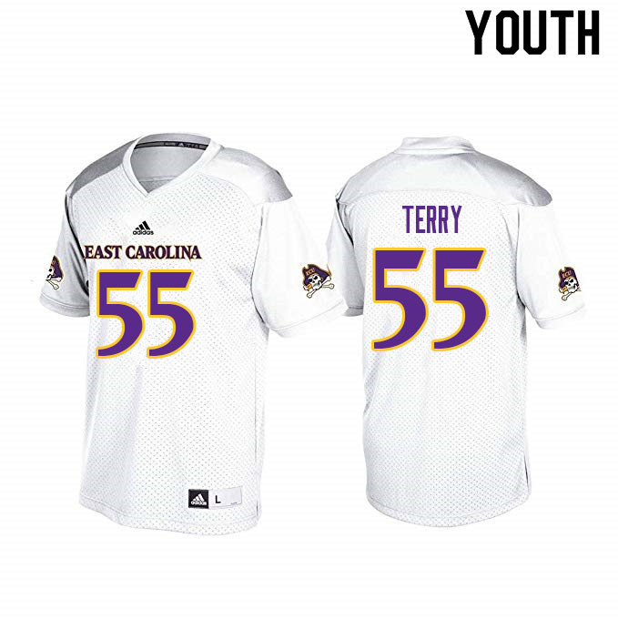Youth #55 Dre Terry ECU Pirates College Football Jerseys Sale-White